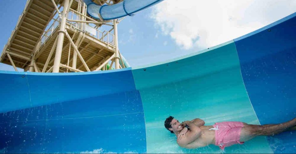 Sudden drop in an enclosed water slide to a funnel at Gaylord Palms Resort 960