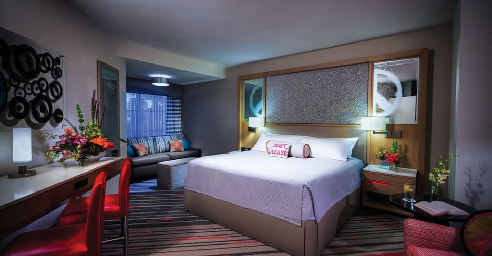 Deluxe Room with King Bed and a Sleeper Sofa at the Hard Rock Hotel in Orlando 960