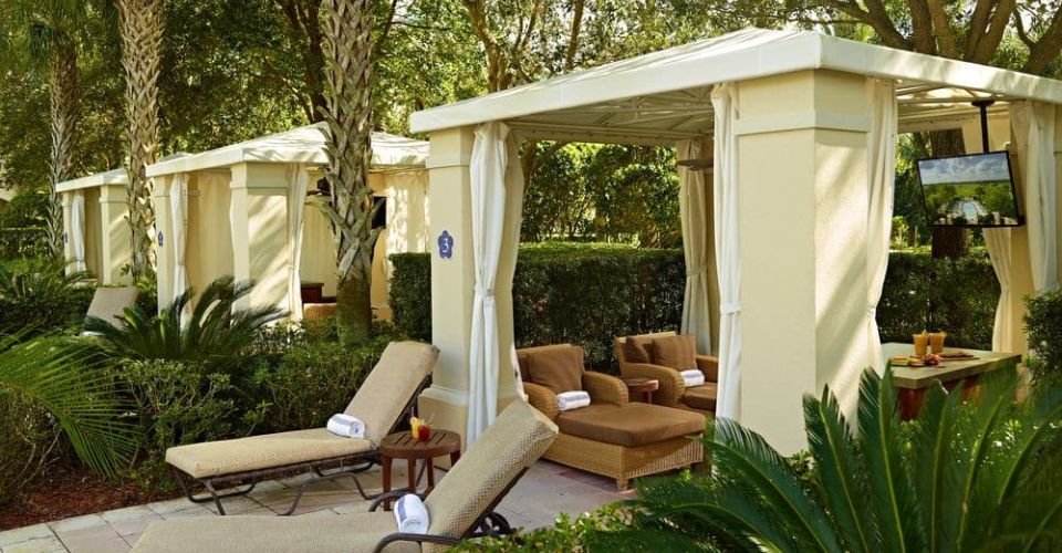View of the Cabanas with indoor and outdoor space privacy at the Omni Orlando ChampionsGate 960
