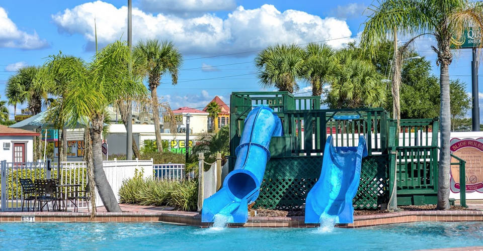 Pool water slides at the Oribt One Vacation Villas in Orlando 960
