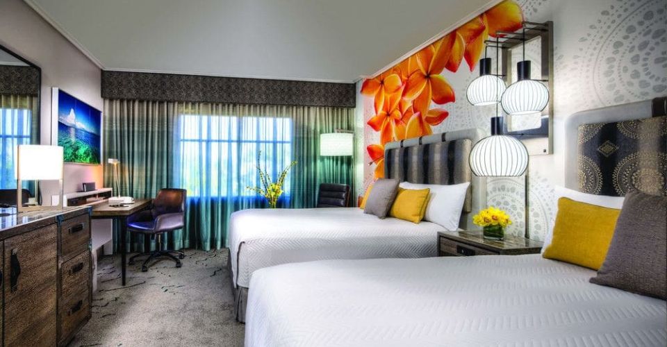 Standard double queen room at Universal Orlando Royal Pacific Resort