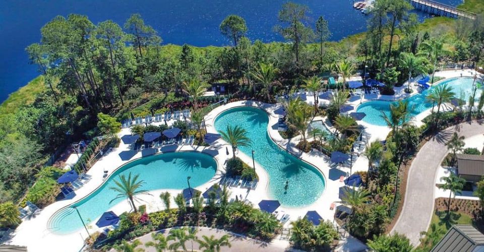 Three Lagoon Style Pools at the Grove Resort in Orlando top view 960
