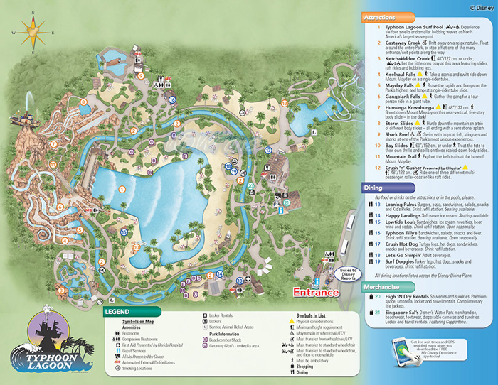 Overview of the entire Typhoon Lagoon with Park Map