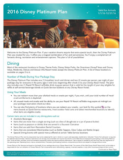 2016 Disney Platinum Dining Plan icon for Downloadable PDF 250
