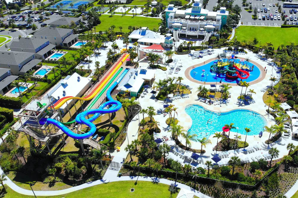 Aerial View of the water park at the Encore Resort in Renunion Fl 1000