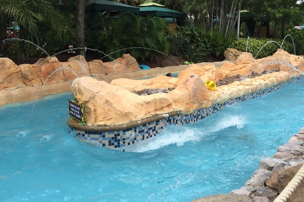View of the Roa Rapids fast section at Aquatica Orlando Lazy River
