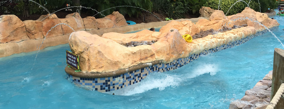 View of the Roa Rapids fast section at Aquatica Orlando Lazy River wide