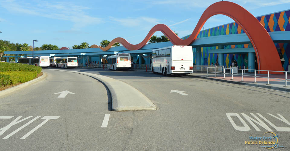 Disney World Shuttle Buses in front of Art of Animation Resort 960