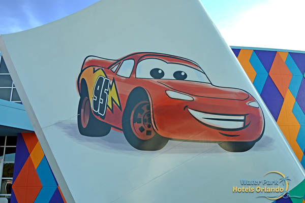 Sign at the front of the Art of Animation Resort with Lightning McQueen