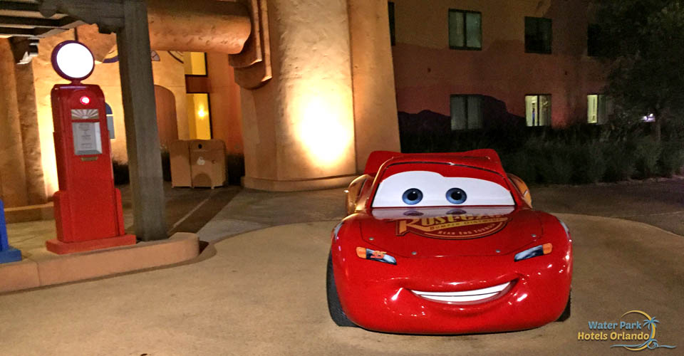 Lightning McQueen at night Disney Art of Animation Resort