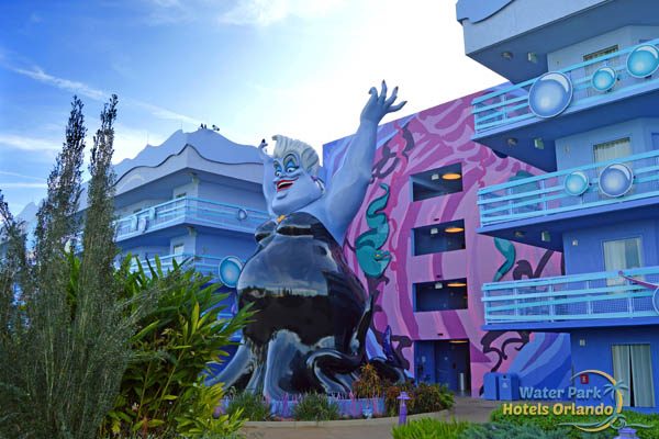 Little Mermaid themed Hotel with Ursula guarding the doorway at Art of Animation Resort 600
