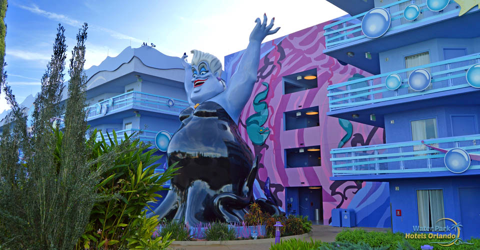 Little Mermaid themed Hotel with Ursula guarding the doorway at Art of Animation Resort 960