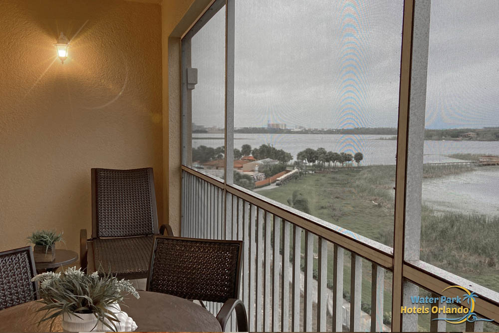Chilly, cloudy day during dusk on our private screened-in balcony at the Westgate Lakes in Orlando