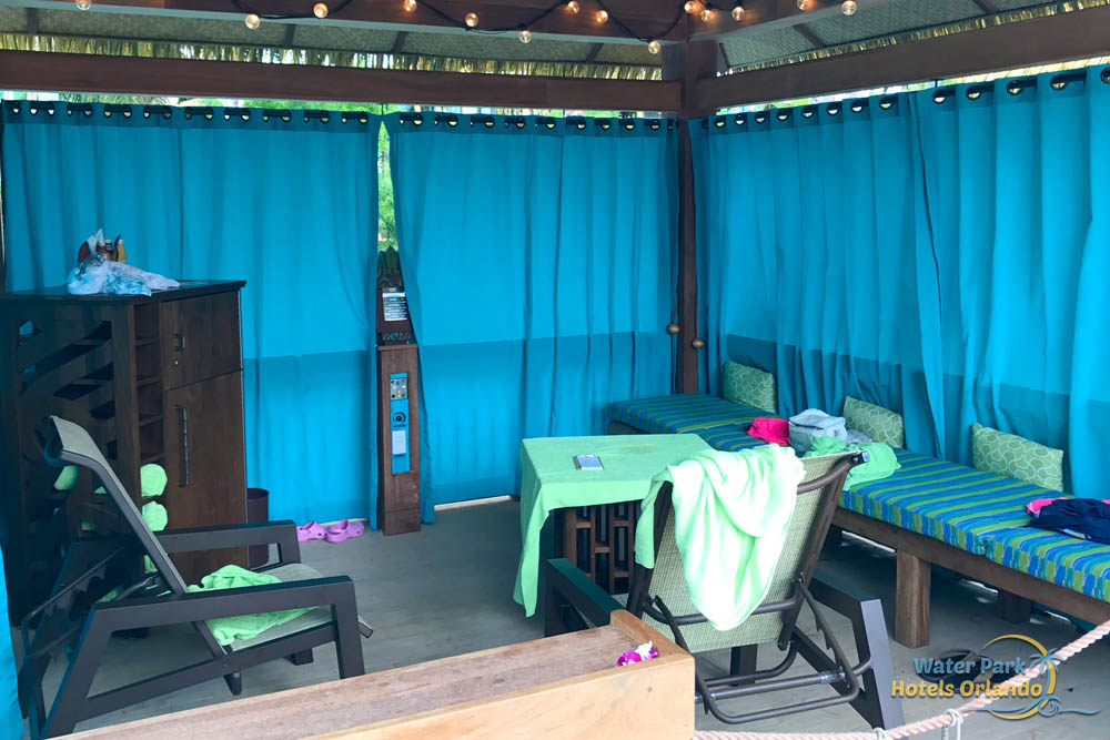 Inside of a private cabana at Volcano Bay Water Park 1000