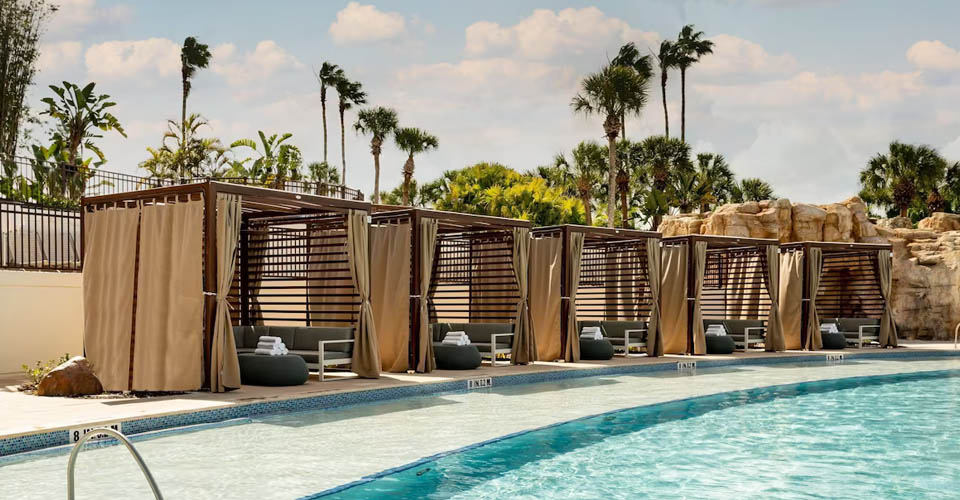 Cabanas around the Falls Oasis Pool at the Orlando Marriott World Center Resort 960