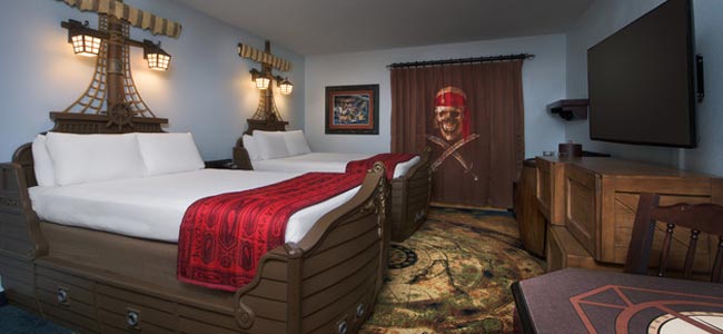 Disney Caribbean Beach Resort Pirate Room with Beds made like Pirate Ships