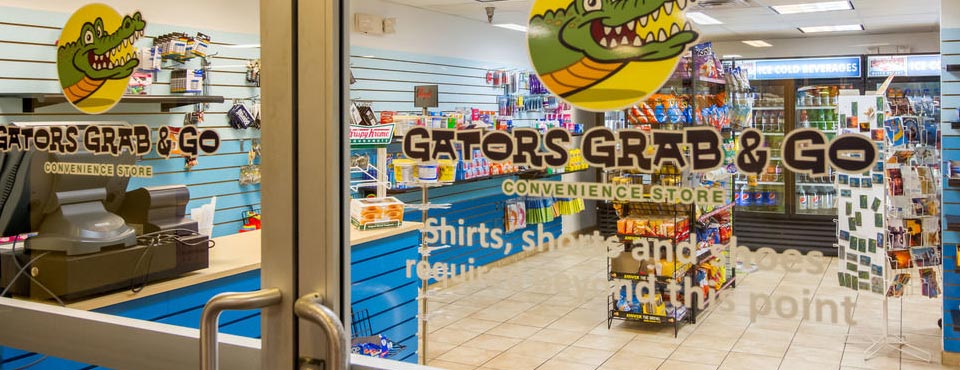 View of a Gator's Convenience Store Entrance at the Coco Key Hotel and Water Park in Orlando