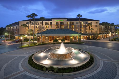 The Entrance to the Courtyard Lake Buena Vista at the Marriott Village in Orlando Fl