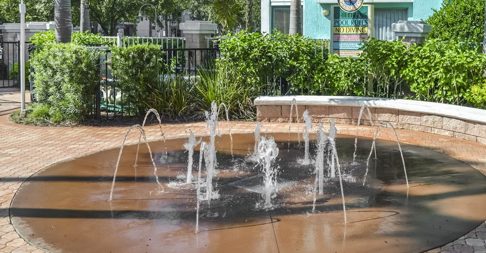 Kids splash area bubbling fountains at the Cypress Pointe Diamond Resorts Orlando 960
