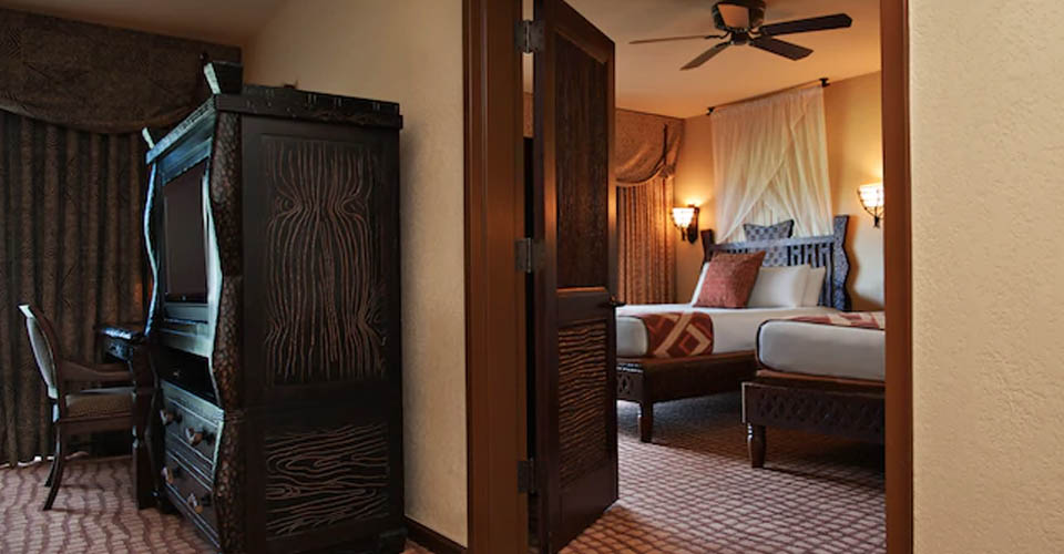 1 bedroom villa living space looking into the bedroom at the Disney Animal Kingdom Lodge 960