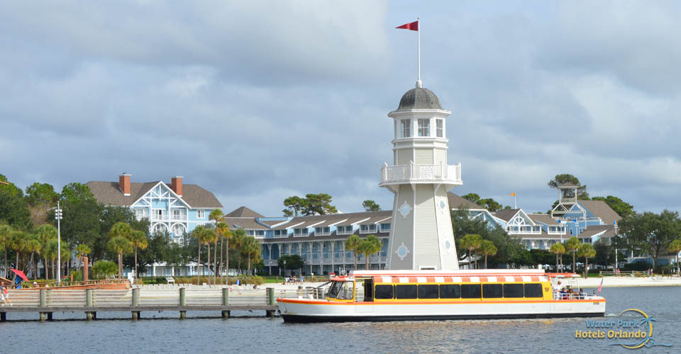 Water Taxi waiting for passengers at the pier of the Disney Beach and Yacht Club Resort 960