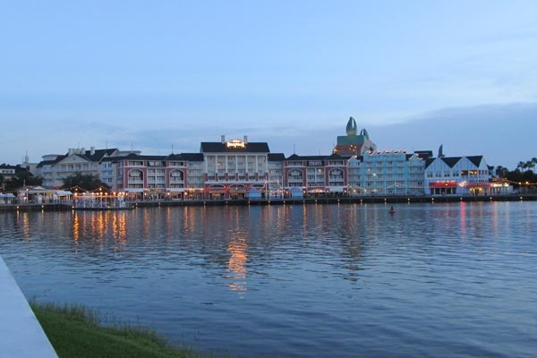 View of the Disney Boardwalk Inn from across the lake with great view of the water 600