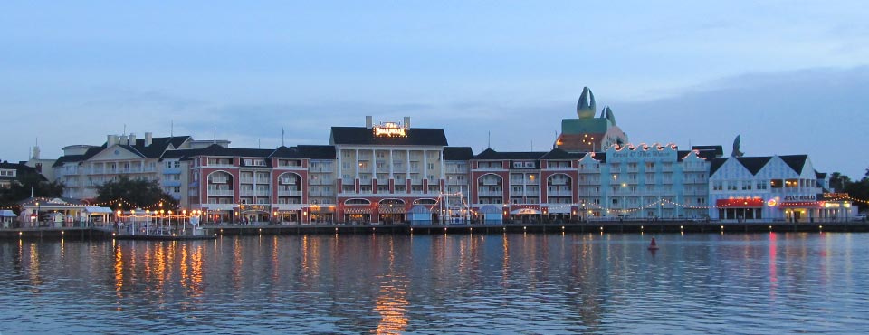 View of the Disney Boardwalk Inn from across the lake with great view of the water 960