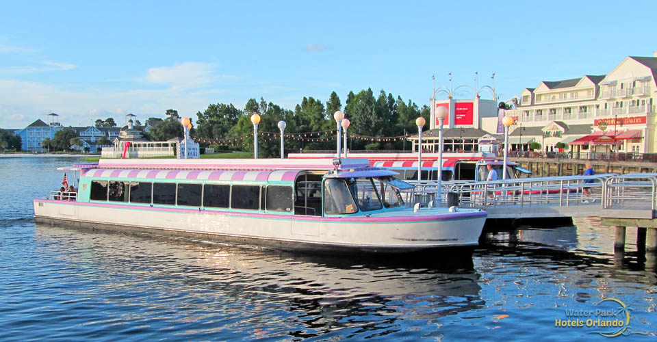 Water Taxi at the dock picking up guests at the Disney Boardwalk Inn 960