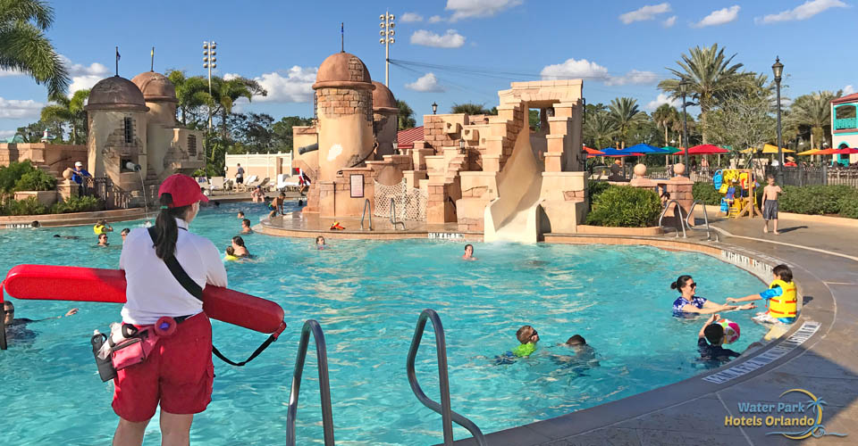 Lifeguard keeping watch over the kids at the Fuentes del Morro Family Pool at the Disney Caribbean Beach Resort 960