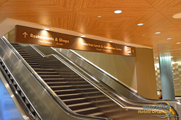 Escalators to the Business Center at the Disney Contemporary Resort 600