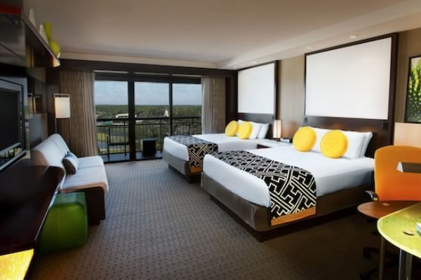 Double Queen standard room with balcony views at the Disney Contemporary Resort 600