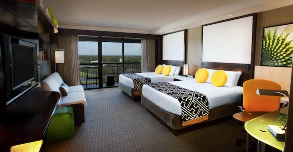 Double Queen standard room with balcony views at the Disney Contemporary Resort 960