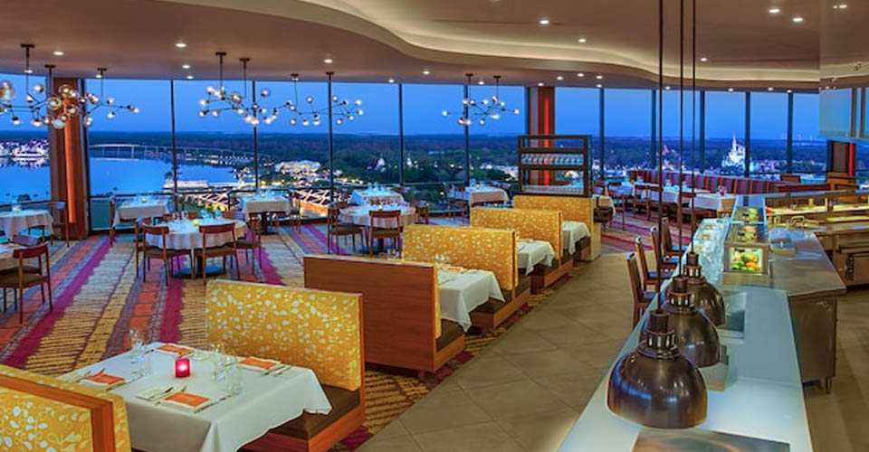 California Grill tables overlooking the Magic Kingdom at the Contemporary Resort