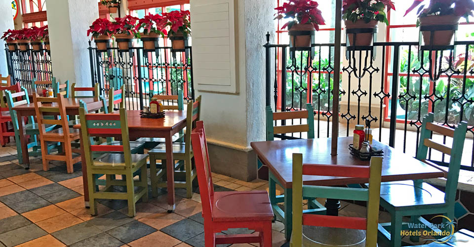 Colorful seating in the El Mercado de Coronado Quick Service dining 960