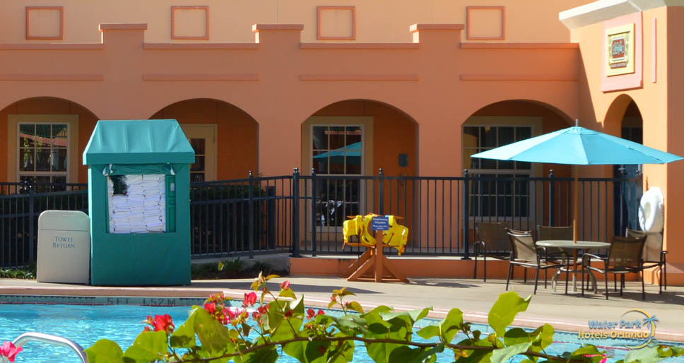 Towels at the pools at Disney Coronado Springs Resort
