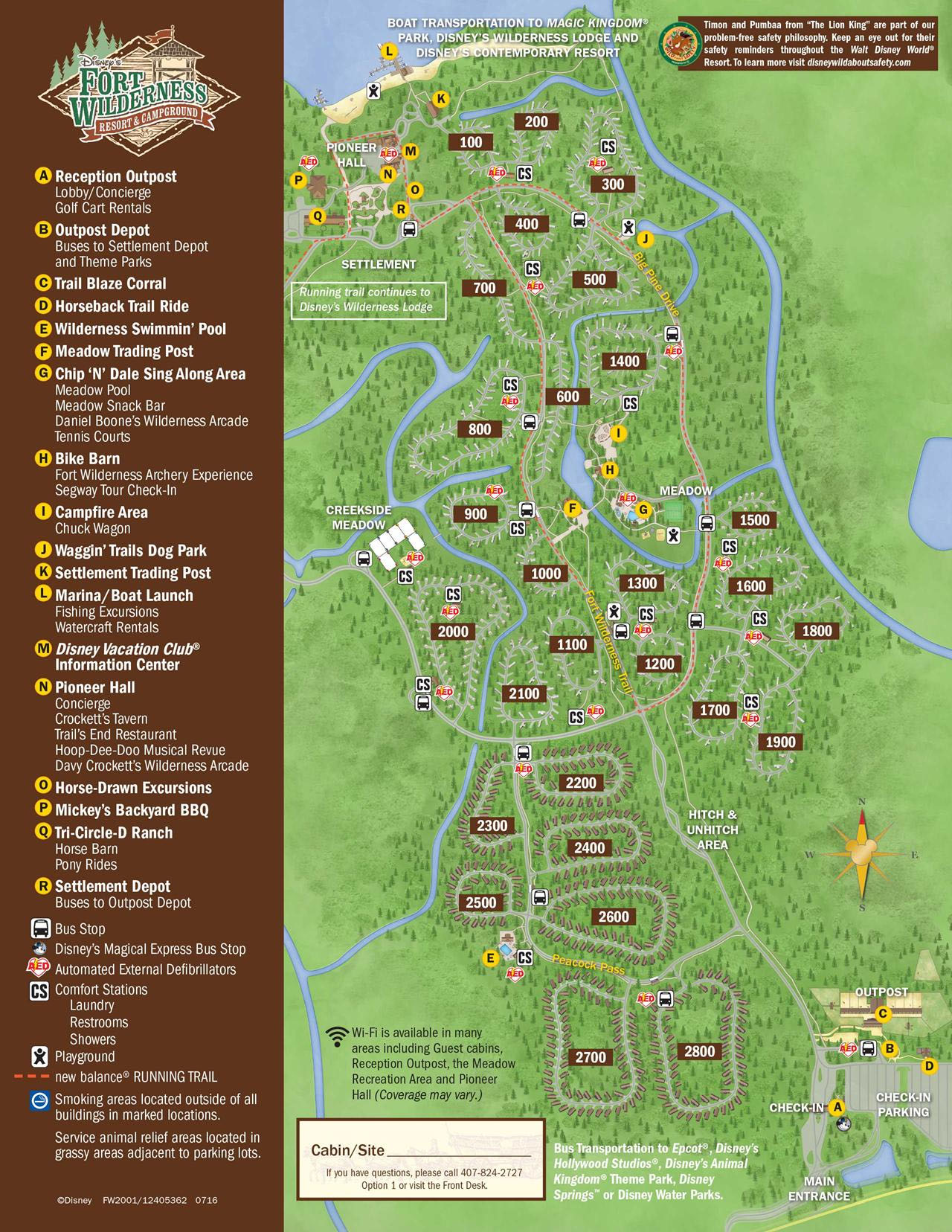 Disney World Fort Wilderness Campground Resort Map 1200