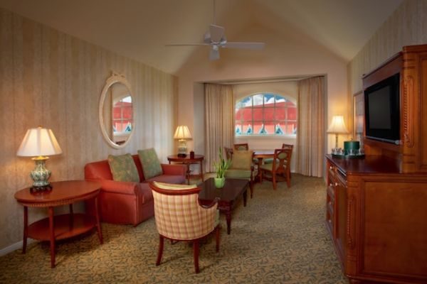 One Bedroom Suite full living room view at the Disney Grand Floridian Resort 600