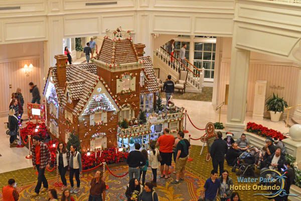 Gingerbread House from a closer vantage point on the second floor of the Disney Grand Floridian Resort 600