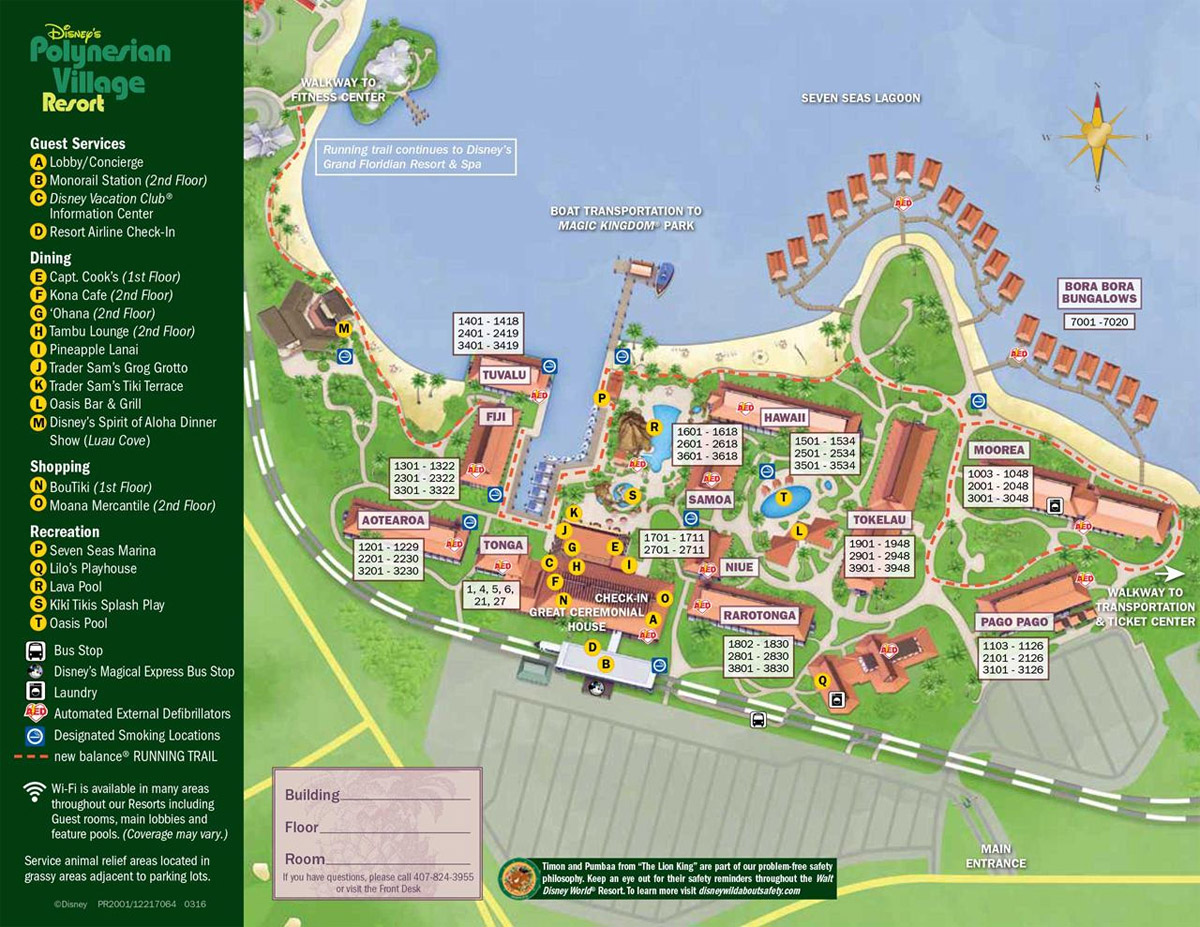 Disney World Polynesian Resort Map 1200
