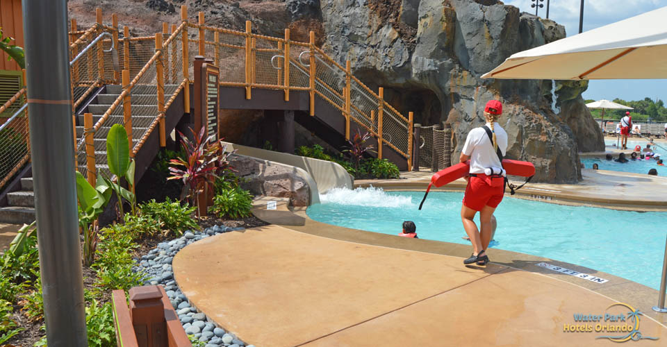 Lifeguard watching the water slide at the Disney Polynesian Resort 960