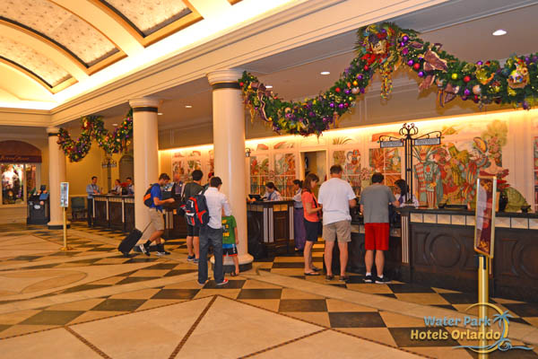 Check-in Counter at Christmas at the Disney Port Orleans French Quarter Resort