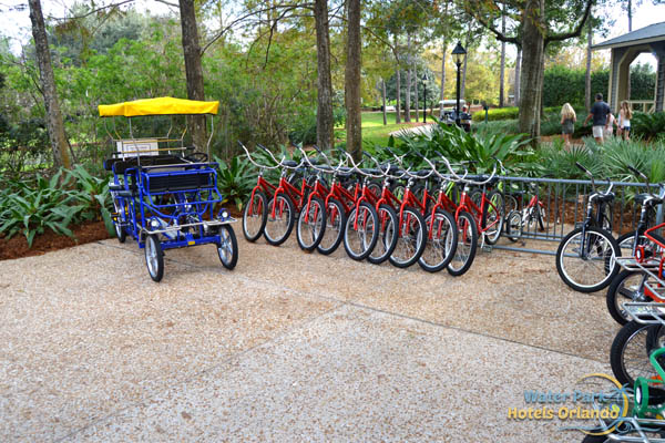 Line of Bikes and a Surrey to rent at the Disney Port Orleans Riverside Resort 960