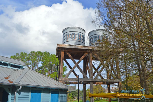 Water Towers above the boat rentals at the Port Orleans Riverside Resort 960