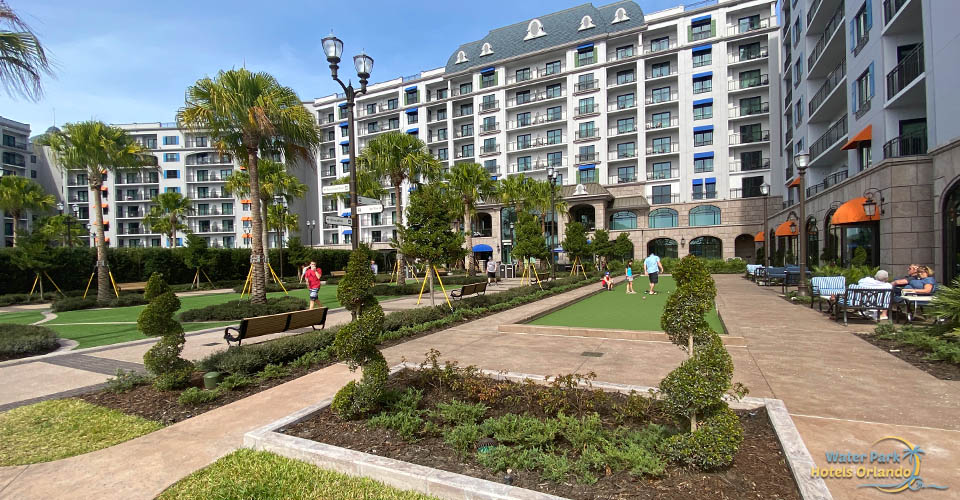 Courtyard with Bocce and play area at the Disney Riviera Resort 960