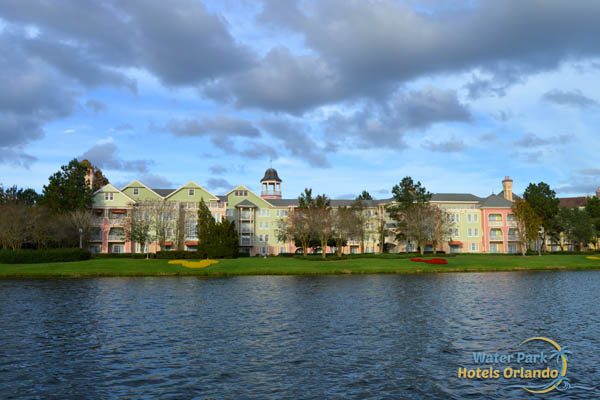 View of Places to stay from Willow Lake at Disney Saratoga Springs Resort 600