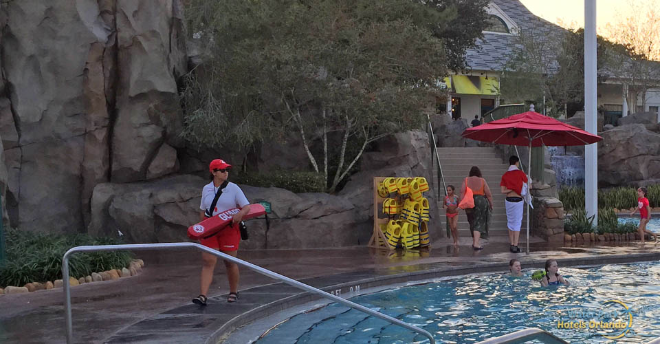 Lifeguard making rounds at the High Rock Spring Pool at Disney Saratoga Springs Resort 960