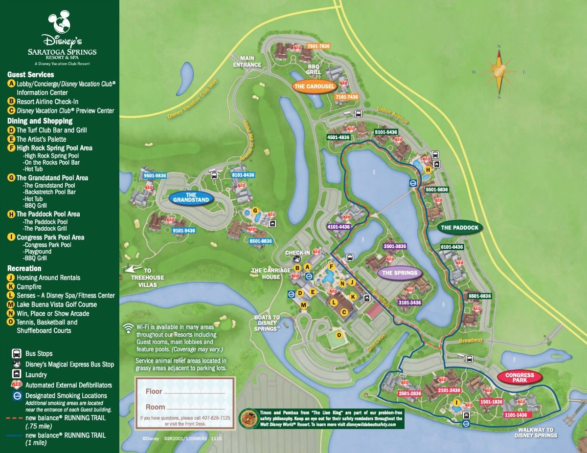Resort Map of the Treehouse Villas and Full Resort of the Disney Saratoga Springs Resort