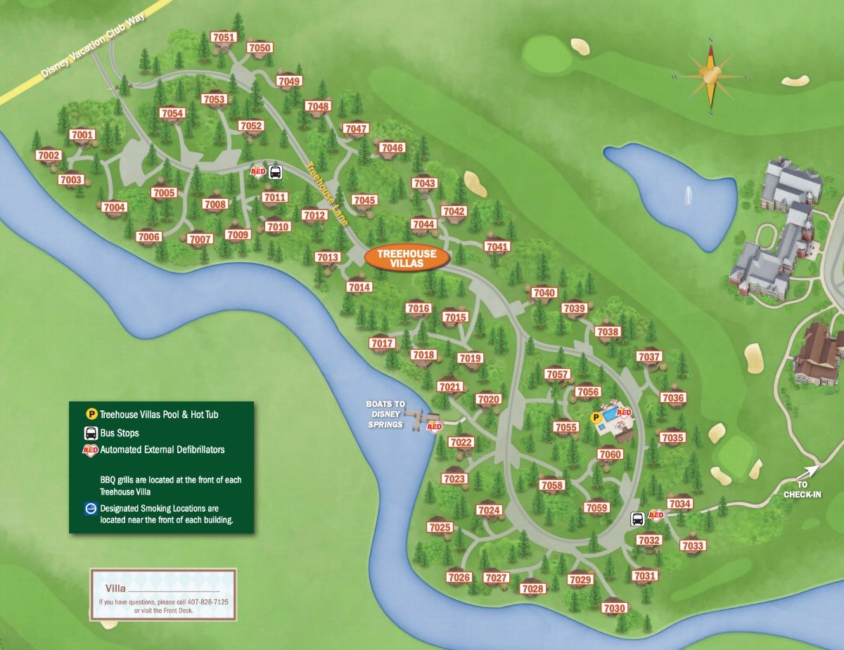 Resort Map of the Treehouse Villas and Full Resort of the Disney Saratoga Springs Resort