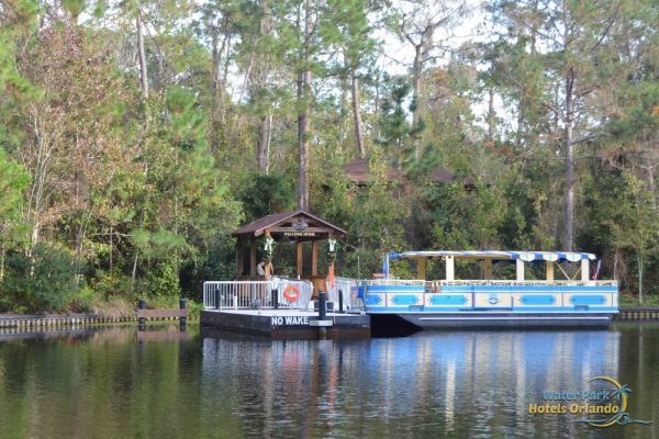 Water Taxi at the dock to pickup passengers at Disney Saratoga Springs Resort 1000