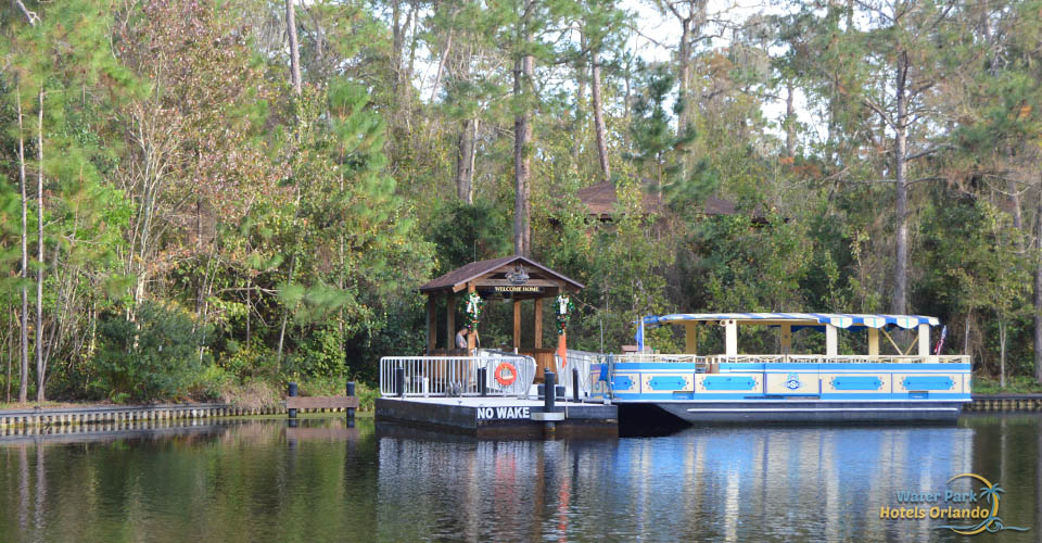 Water Taxi at the dock to pickup passengers at Disney Saratoga Springs Resort 960